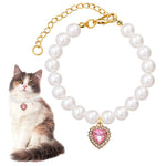 Qpets Cat Collar with Rhinestone Heart Charm and Bell, Adjustable Pink Collar for Cats & Small Dogs | Cute Valentine Gift