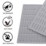 Qpets Cat Litter Mat for Cleaner Floors with Grooved Silicone Surface 24x14.96 in | Anti Slip Backing