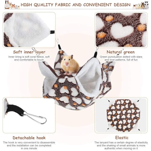 Qpets® Winter Hammock Bed for Small Animals Hibernation Plush Hanging Squirrel House Pets Sleeping Bag Guinea Pig Ferrets Hamsters Hedgehogs Chinchillas L Multicolor 3PCS