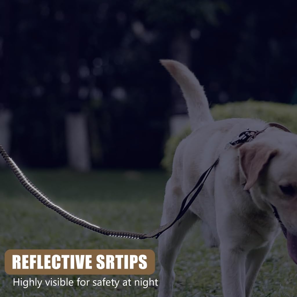 Qpets® Bungee Dog Leash with Dual Handles 47-70 Inches Stretchy Tactical Bungee Dog Leash with Secure 360 ° Swivel Locking Clasp & Seat Belt InsertDog Leash Bungee for Walking, Driving with Dog