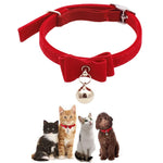 Cat Collar Adjustable Bell Buckle Velvet Neck Strap for Kitten Cat 13.8inch - Red, Velvet