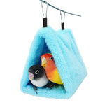 Qpets Winter Birds Nest for Parakeet and Cockatoo featuring Plush Hammock Hideaway 24×15×18 cm Blue