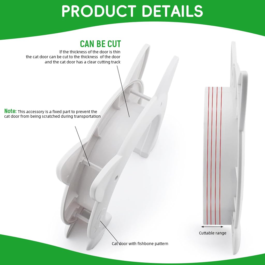Qpets Cat Door for Interior Doors with 16.5–22 cm Opening and 360° Silent Hinge | ABS Build