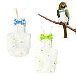 Qpets® Parrot Diaper Flight Suit for Small Birds, 2 Pcs Bird Clothes with Floral Print & Checked Bow, Reusable & Washable Breathable Polyester Bird Diaper for Cockatiel, Conure, Lovebird, Parakeeta
