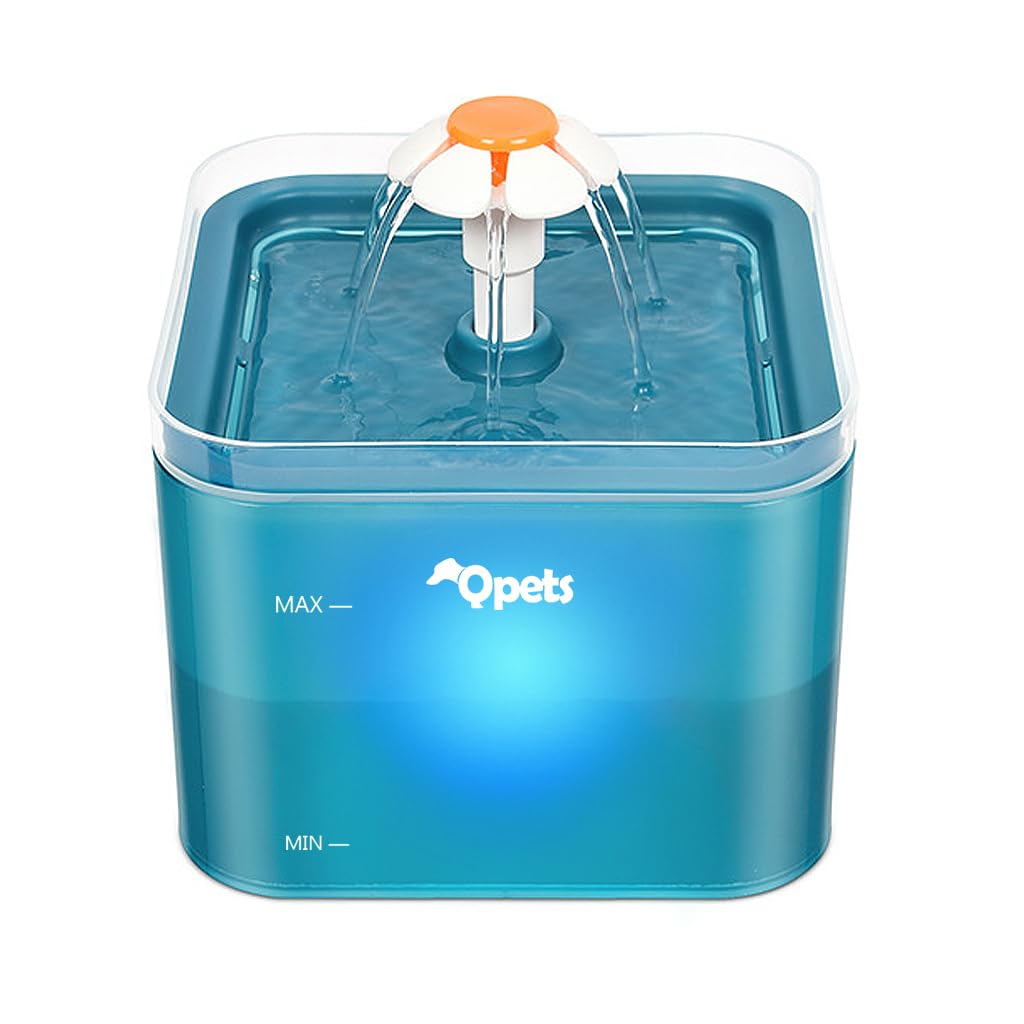Qpets Cat Water Fountain with 2.2L Capacity and Ultra Silent Pump | Cute Flower Design Green