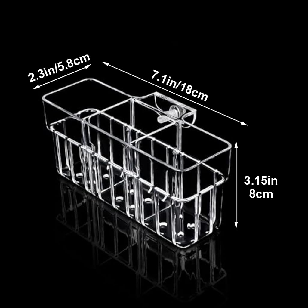 Qpets Clear Acrylic Hydroponic Basket for Fish Tank with Hanging Design 18x6x8cm | Decorative Aquarium Planter for Root Growing & Home Décor
