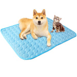 Summer Dog Cooling Mat Pet Sleeping Pad Cooling Mat Nylon Ice Silk Soft Water Absorption Pad Cat Beds Dog Bed Medium Size for Dog & Cat Waterproof Bottom (75 * 60cm, L)