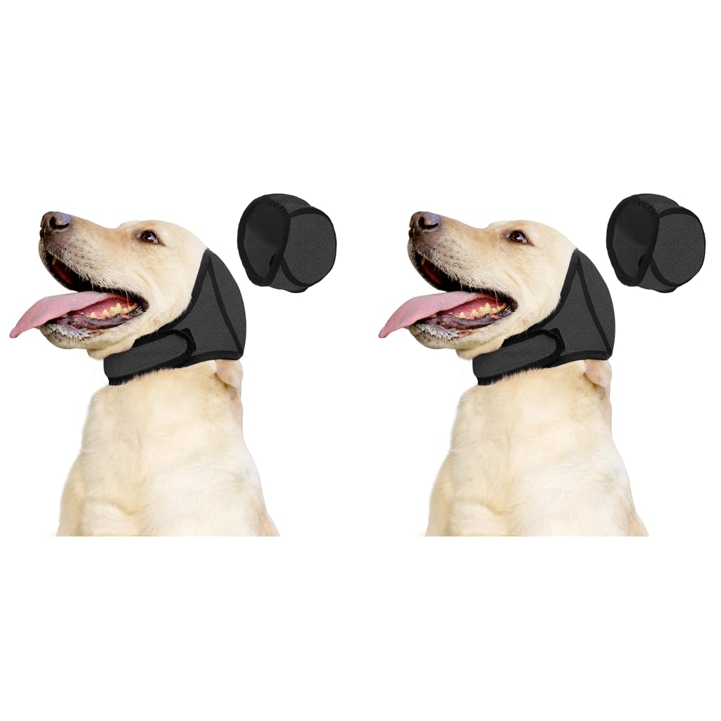Qpets Dog Ear Protectors for Anxiety Relief and Noise Reduction | Adjustable Chin Strap 2PCS