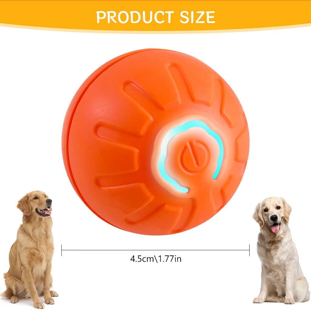 Qpets Small Dog Ball for Indoor and Outdoor Play with 60 Minute Charge and Vibrant Lights | Non Toxic Rubber Toy Relieves Anxiety