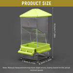 Qpets Parrot Feeder for Cage Birds with Transparent Food Container and Removable Perch Tray 7.9x8.3x18.5cm | Set of 3