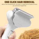 Qpets® Pet Grooming Brush Deshedding Hair Brush Self-cleaning Slicker Brush Underfur Rake Untangling Brush for Small Knots and Mats Dog Cat Hair Grooming Brush