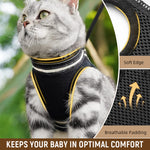 Qpets® Cat Harness with 59'' Leash Small Cat Vest Harness Cat Harness Safety Night Reflective Strip Design Breathable Adjustable Quick ReleaseSummer Cat Harness for Walking, M