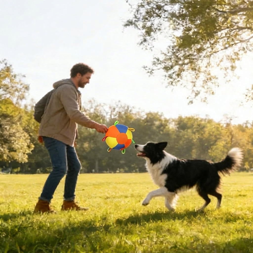 Qpets Herding Ball for Dogs with Multiple Handles and Reinforced Double-Layer Construction