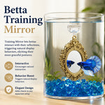 Qpets Betta Fish Floating Mirror Tank Decor with PVC Frame, Glass Mirror and Tool-Free Setup