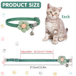 Qpets Cat Collar with Crochet Flower and Bell featuring Quick Release Soft Plush | Green 2PCS
