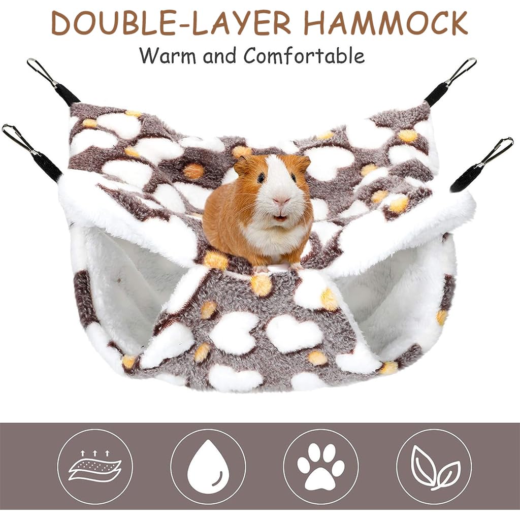 Winter Hammock Bed for Small Animals, Hibernation Plush Hammock Bed Hanging Squirrel House Hidden Small Pets Sleeping Bag for Guinea Pig, Ferrets, Hamsters, Hedgehogs, Chinchillas (L)