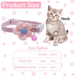 Qpets Cat Collar for Everyday Wear with Safety Buckle and Bell | Adjustable Pink Flower Design