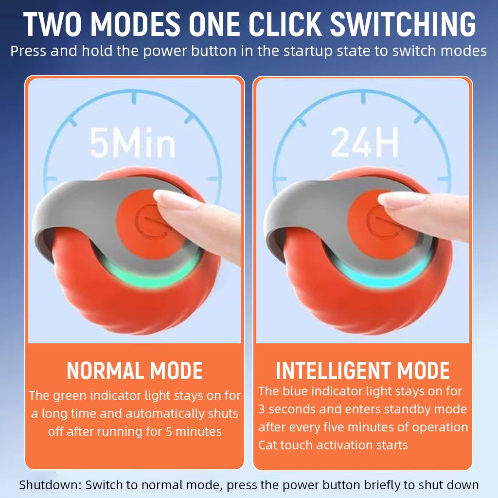 Qpets Smart Cat Toy Ball for Interactive Play featuring 2 Modes and 1.97 in Design | USB Rechargeable Silicone Chasing Toy