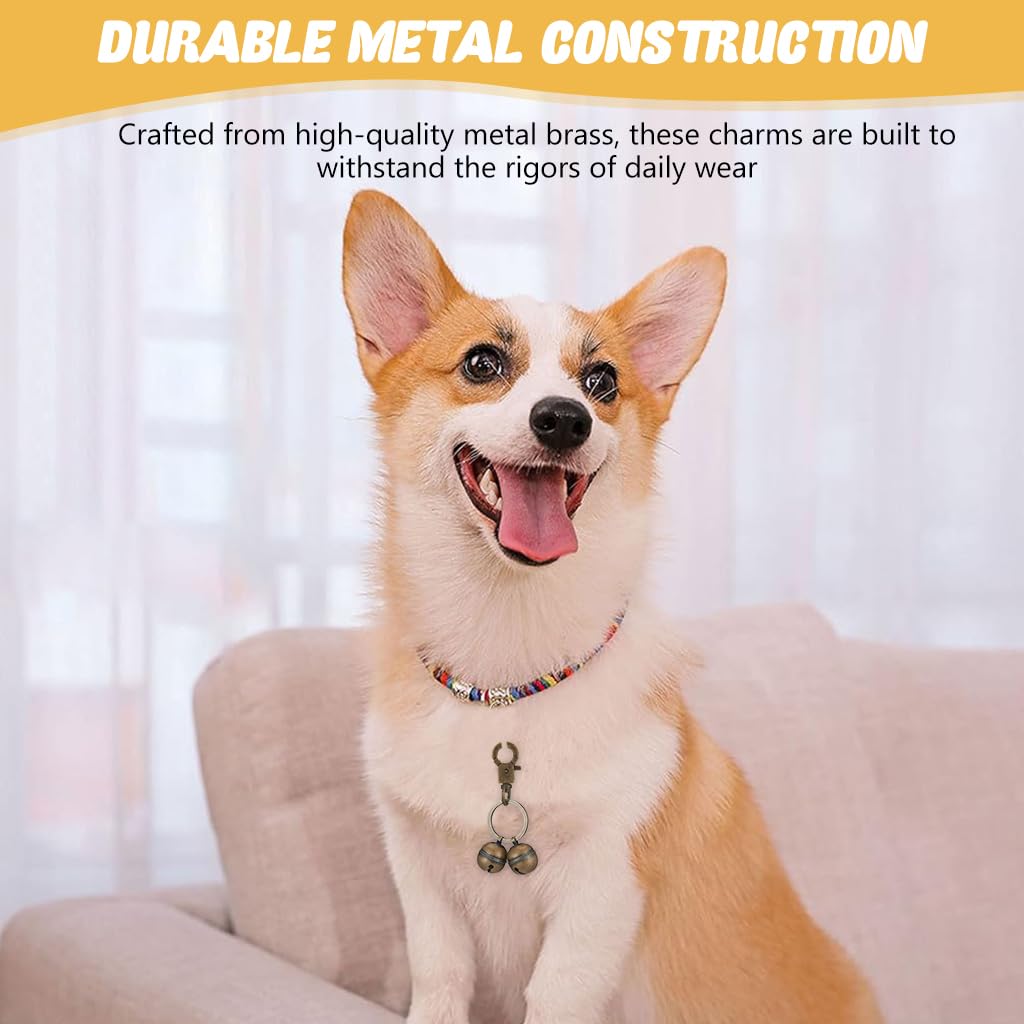Qpets Mini Dog Collar Charms Bells for Cats and Puppies with Snap Clip | 4 Pack Silver