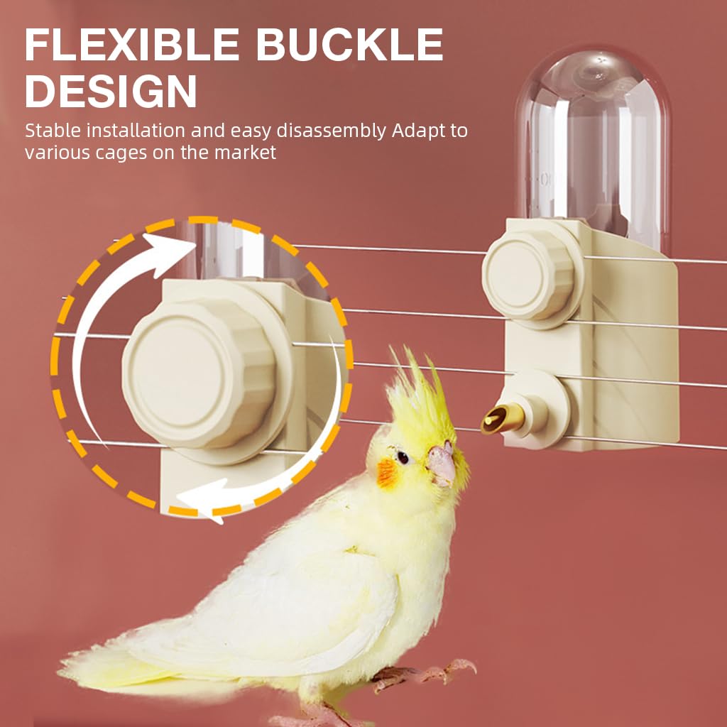Qpets Bird Water Dispenser for Cage with Copper Nipple and 250ml Food Grade Feeder | Easy Refill