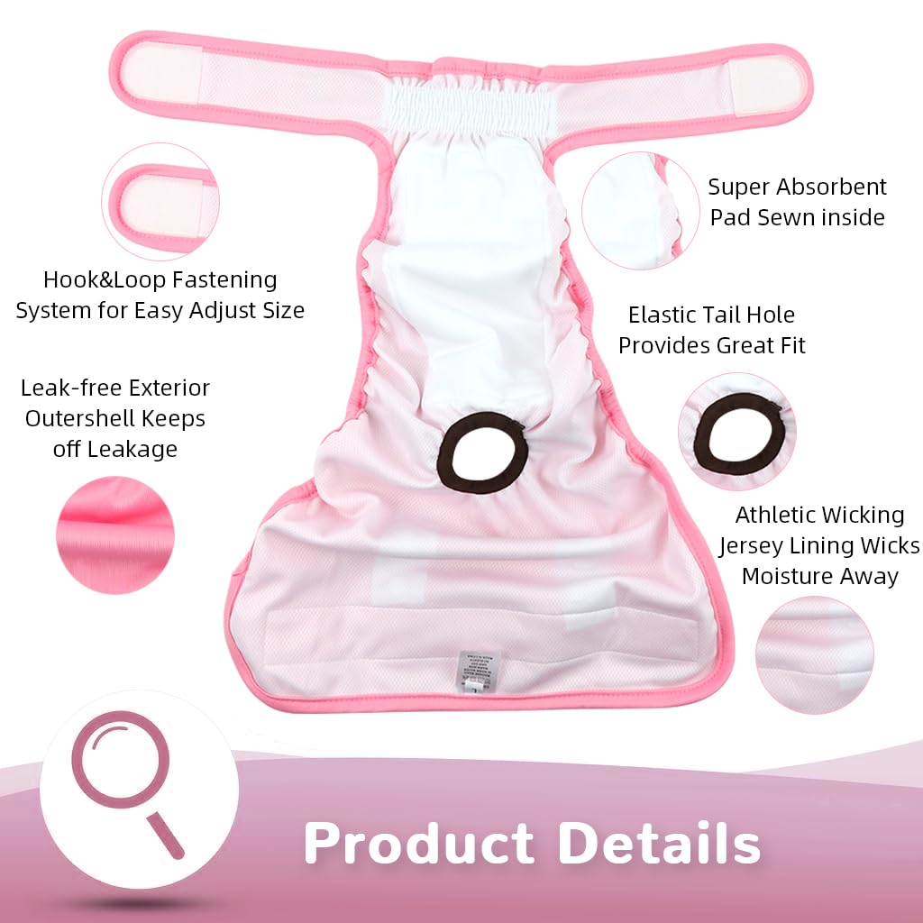 Qpets Female Dog Diapers for Heat Cycles with Reflective Strip and Elastic Waist 12.5–18.5 in