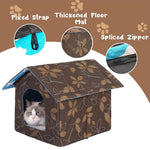 Qpets Cat House for Indoor and Outdoor Use with Waterproof Roof and 45x43x40 cm Space | Washable DIY Assembly Pet Shelter