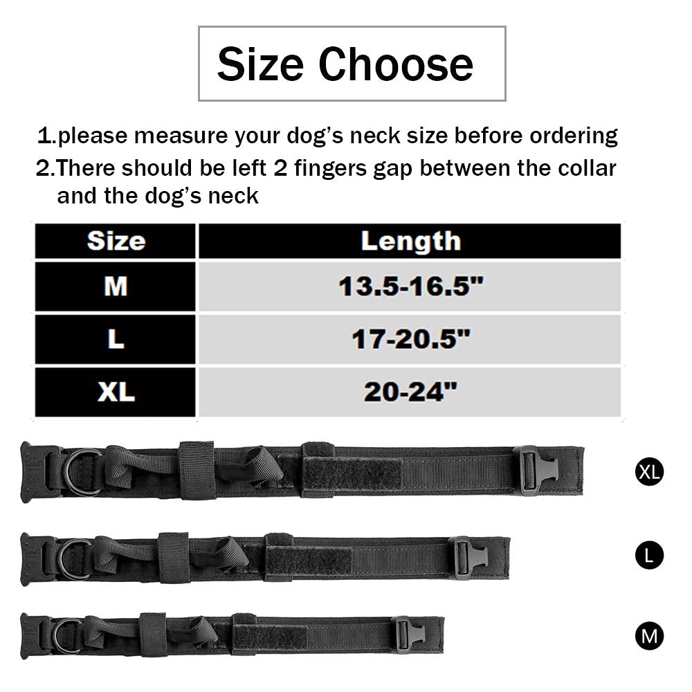 Qpets Dog Collar for Training with Quick Release Metal Buckle and Strap Handle | Adjustable Nylon 17–20.5 in for Small Medium Large Dogs