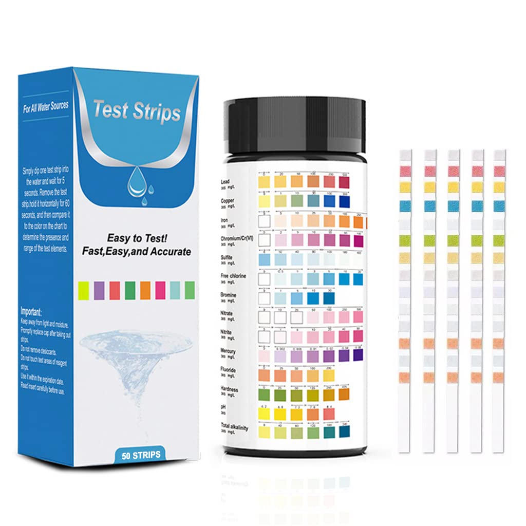 Qpets® Water Testing PH Testing Strips, 6 in 1 Water Qulity Test Strips for Swimming Pool Aquarium Test Strips Freshwater Test Strips for PH Chlorine -100 PCS