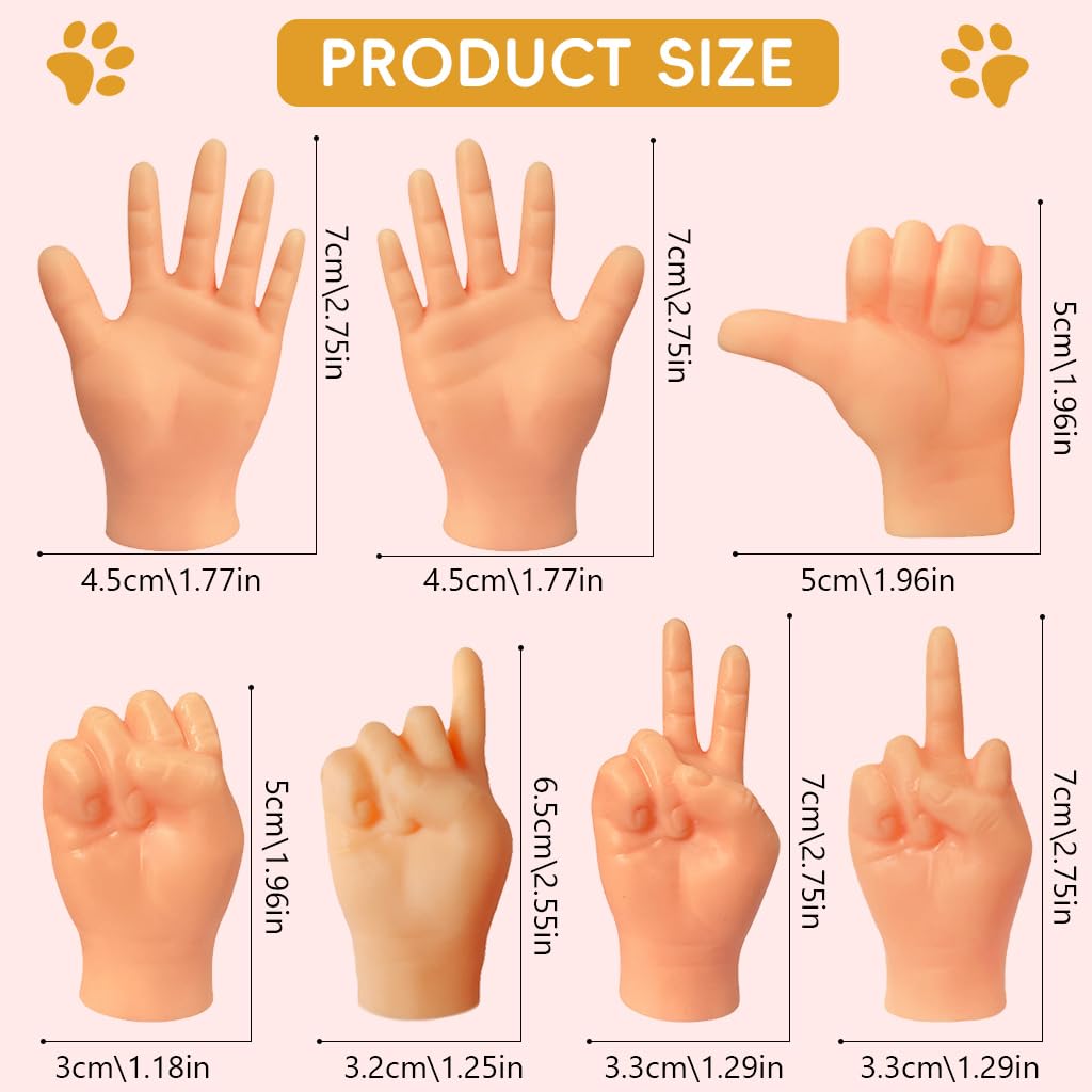 Qpets Mini Hands for Cats with 7 Unique Styles featuring Soft Elastic TPR Material | Fun Gift for Cat Owners