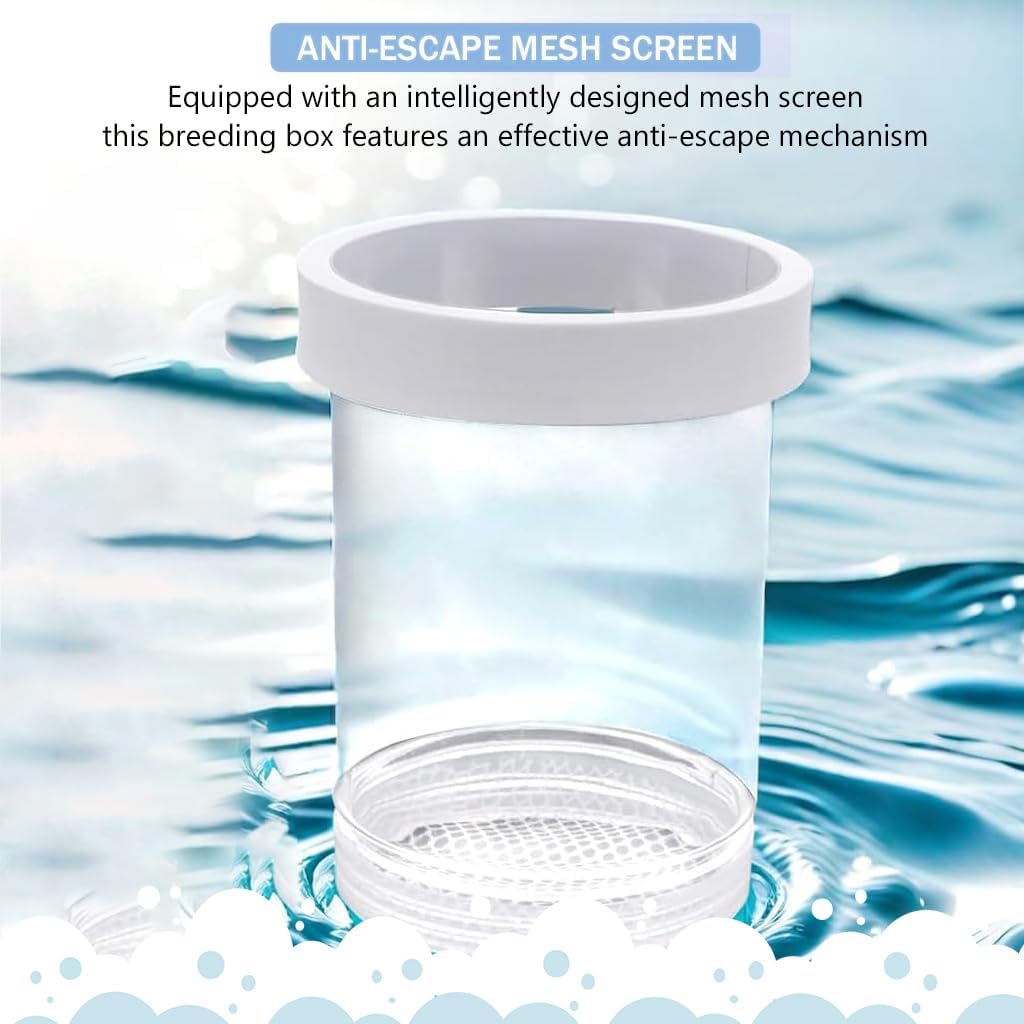 Qpets Betta Fish Breeding Box for Fry Rearing with Anti Escape Mesh PET Plastic | 2 Pcs Floating Design