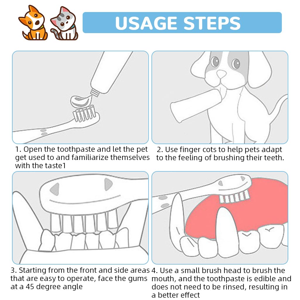Qpets Dog Toothbrush Kit for Small Dogs with 5 Brushes featuring Silicone Finger Brush | Gentle Oral Care