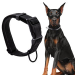 Reflective Strong Dog Collar for Medium Large Dogs, Nylon Tactical Dogs Collar with Reflective Safety Strip Leash Ring, Dog Training Collar Quick Release Buckle(L, 18.9''-23.2'')