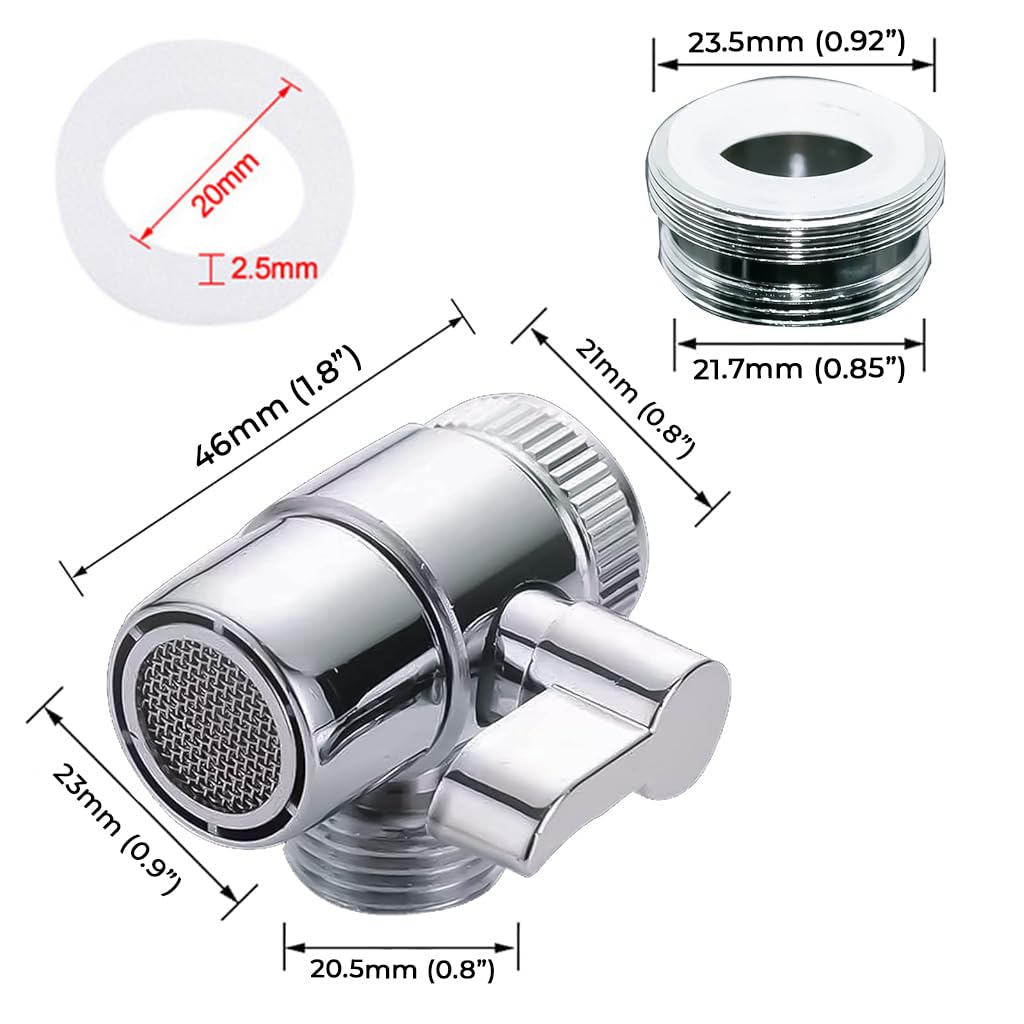 Qpets® 3 Way Faucet Diverter Brass With Switch Universal Faucet Tap Diverter Valve Faucet Splitter Faucet Adapter For Kitchen, Bathroom, Balcony, Shower System- 1pc