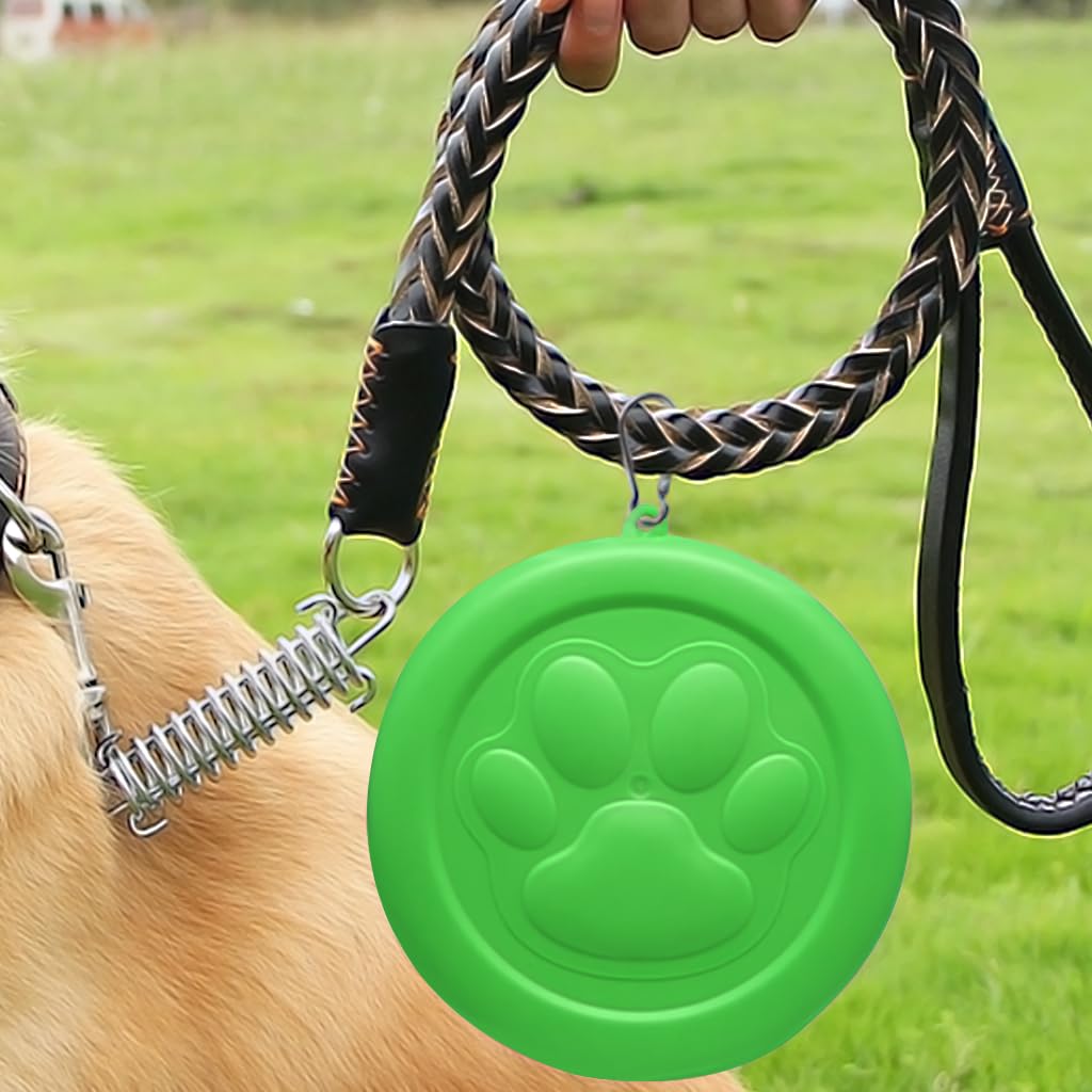 Qpets Portable Pet Food Bowl for Travel with 14cm Seal Lid & Carabiner, Green | Cats and Dogs