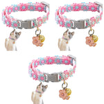 Qpets Cat Collar featuring Quick Release Buckle and Sakura Flower Charm | 3PCS Pink Set