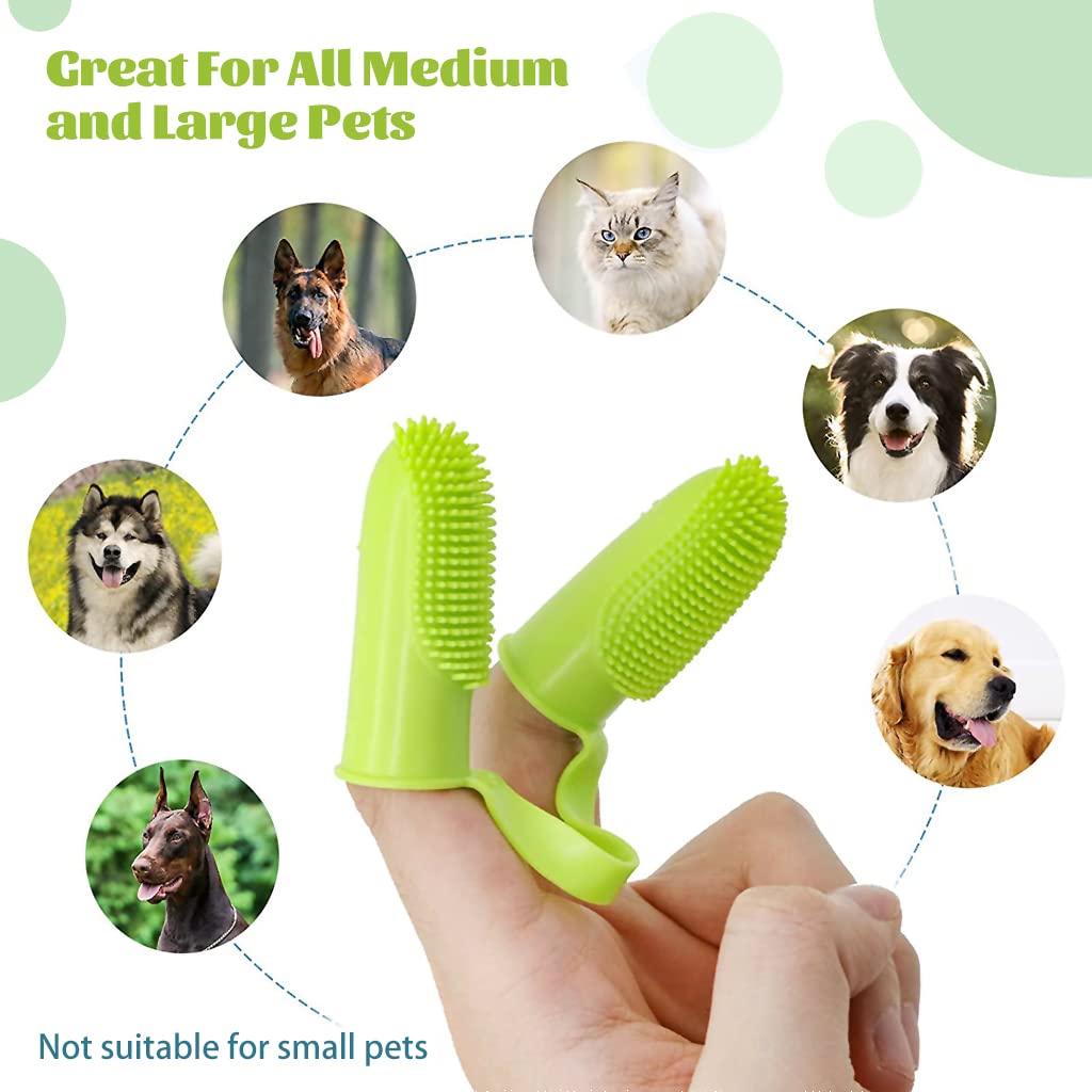 Qpets Two Finger Dog Toothbrush for Teeth Cleaning with Soft TPU Sleeve and Densed Bristles | Gentle Dental Care for Puppies and Cats