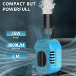 Qpets Submersible Water Pump for Aquariums and Ponds with 3000L/H 55W Motor | Adjustable Flow and Built-In Filtration