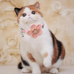 Qpets Cute Flower Cat Collar with Bell featuring Quick Release Buckle and Soft Pink Plush