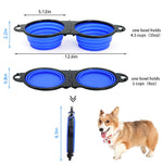 Qpets Dog Bowl for Travel and Hiking featuring 2 in 1 Bifold Design with Carabiner | Food Grade Silicone