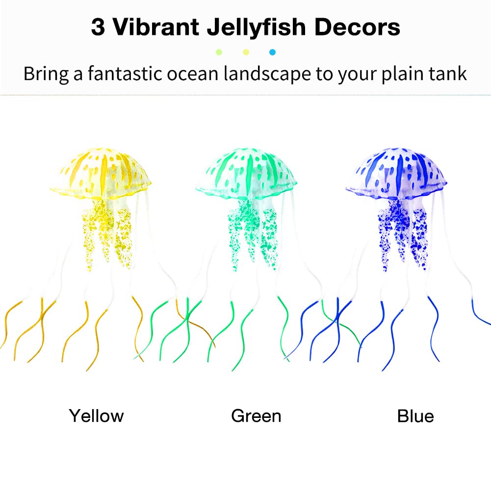 Qpets Jellyfish Ornament for Aquarium Fish Tank featuring 9PCS Floating Silicone Decor