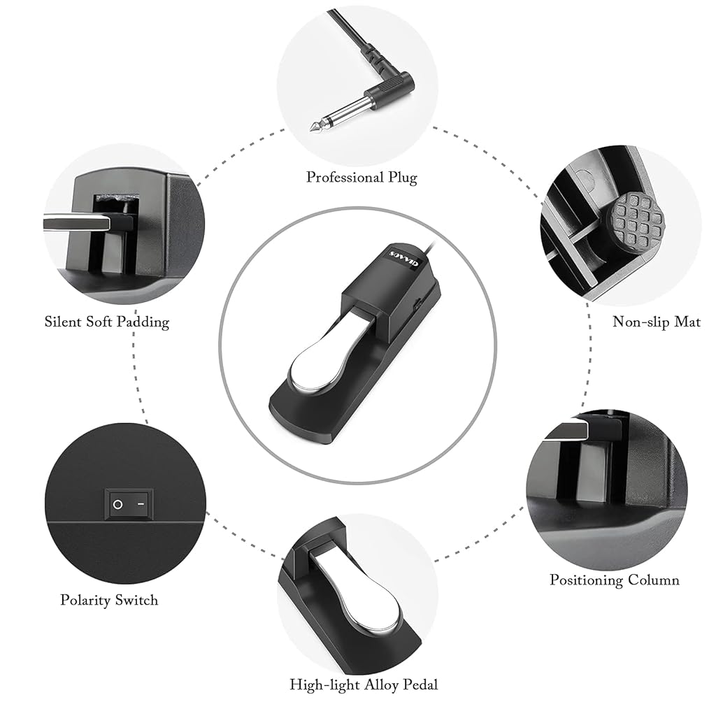 Qpets® Digital Piano Pedal Sustain Universal Keyboard Pedal Sustain for Yamaha