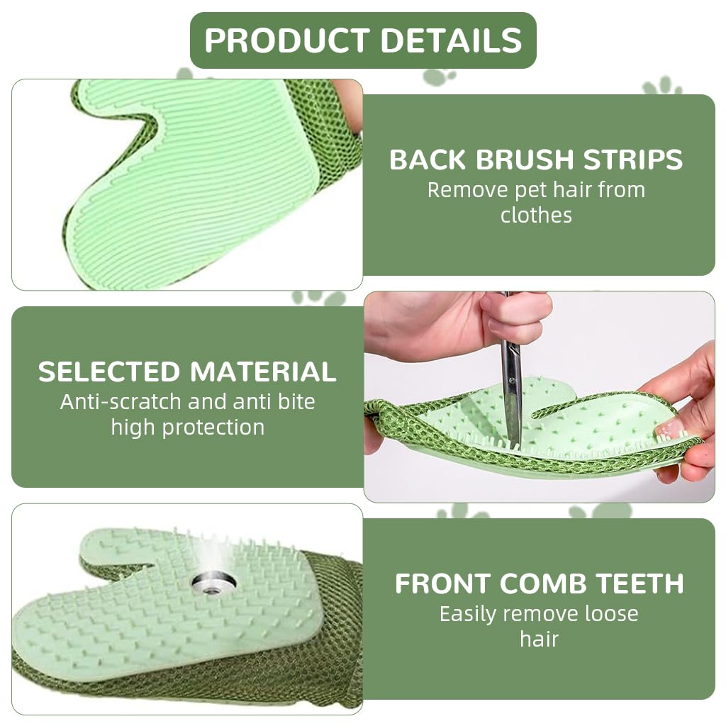 Qpets Pet Hair Removal Gloves for Dogs and Cats with 238 Silicone Bristles | 40°C Steam Grooming Mitt