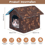 Qpets Cat House for Indoor and Outdoor Use with Waterproof Roof and 45x43x40 cm Space | Washable DIY Assembly Pet Shelter