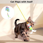 Qpets Cat Toy for Interactive Play with 1.8 Meter Elastic Rope & USB Rechargeable 300 mAh Battery | Detachable Door Hanging Feather Teaser