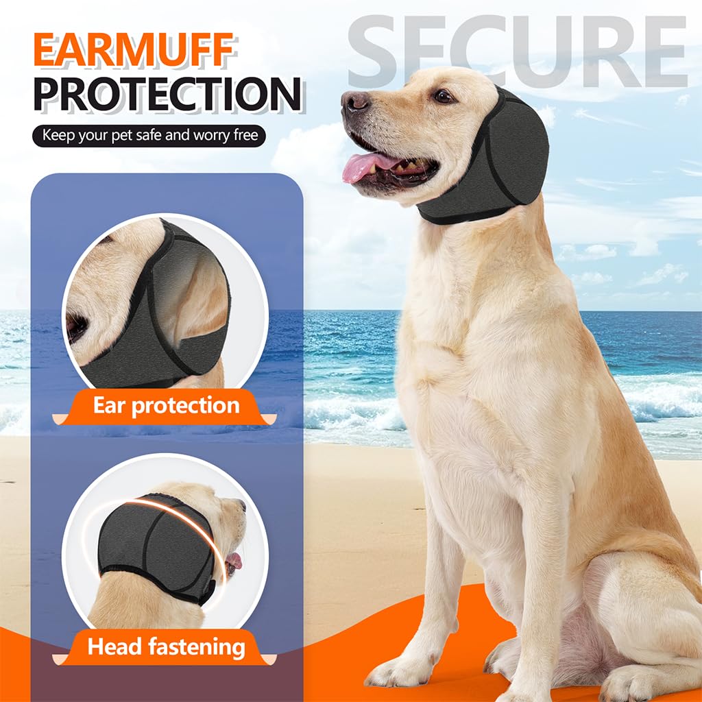Qpets Dog Ear Protectors for Anxiety Relief with Adjustable Chin Strap | 3PCS Set