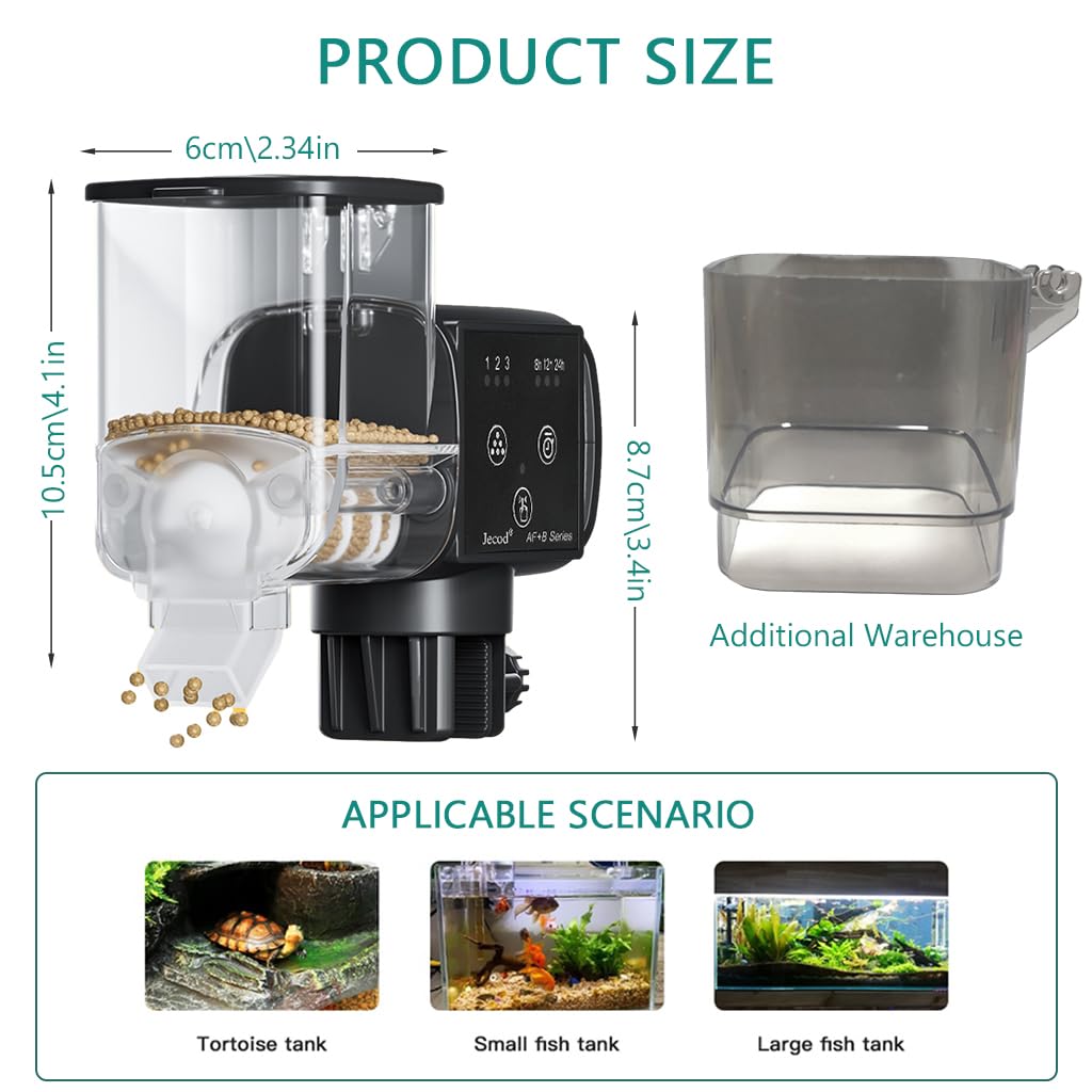 Qpets Auto Fish Feeder for Home and Travel with 250 ml Capacity | Adjustable Silent Feeding