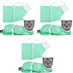 Qpets Cat Bathing Bag for Grooming and Medicine | 23×16×14 in Adjustable Mesh Green 3pcs