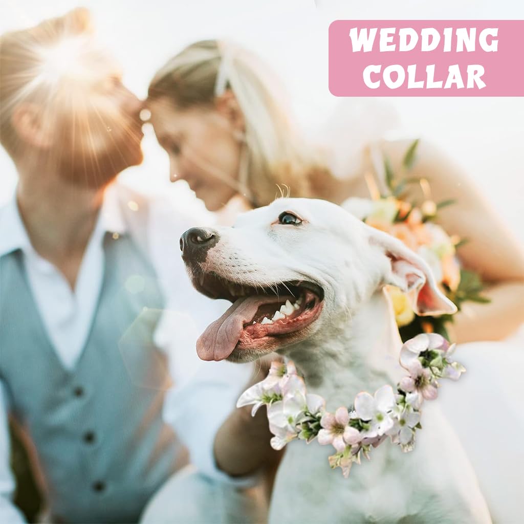 Qpets Pet Wedding Flower Collar for Dogs with Adjustable Tie Back | Ideal for Festivals & Photography