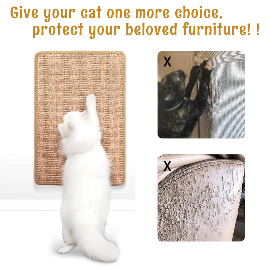 Cat Scratcher Mat 30 x 60 cm Sisal Hemp Cat Scratcher Mat Anti-Slip Cat Scratcher Floor Pad Cat Bed Liner Durable Sisal Hemp Cat Scratcher Mat Sofa Protection