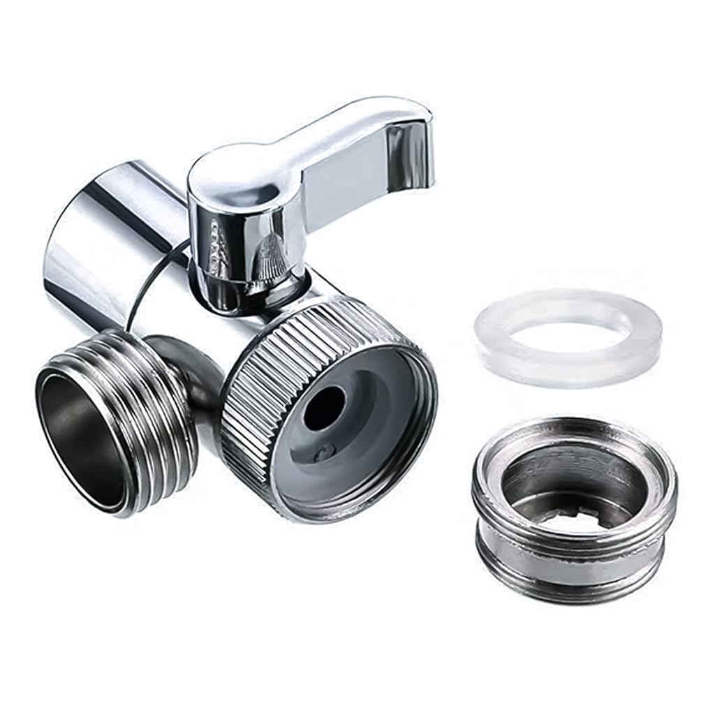 Qpets® 3 Way Faucet Diverter Brass With Switch Universal Faucet Tap Diverter Valve Faucet Splitter Faucet Adapter For Kitchen, Bathroom, Balcony, Shower System- 1pc